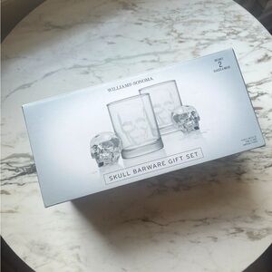 Williams Sonoma Silver Skull Barware Set (NWT)